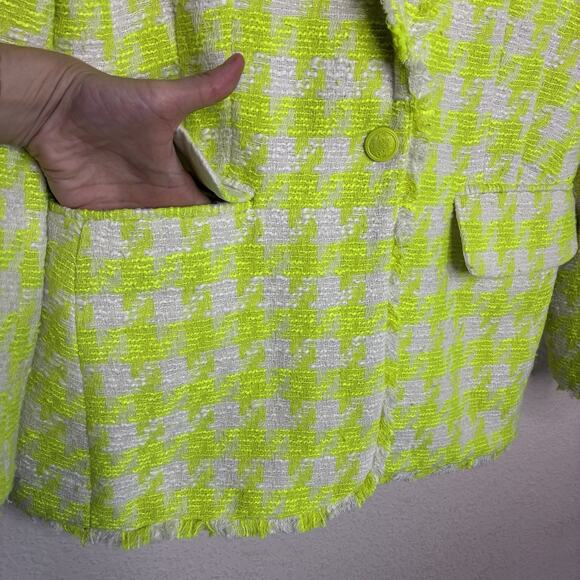 Steve Madden Harlow Fresh Lime Green Houndstooth Tweed Blazer L NWT - Picture 5 of 14